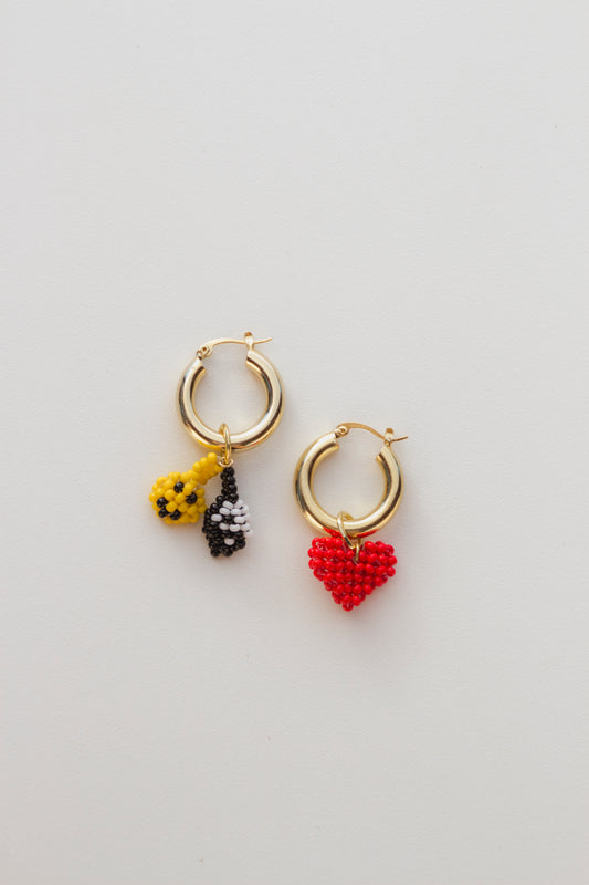 Mini heart and smile earrings