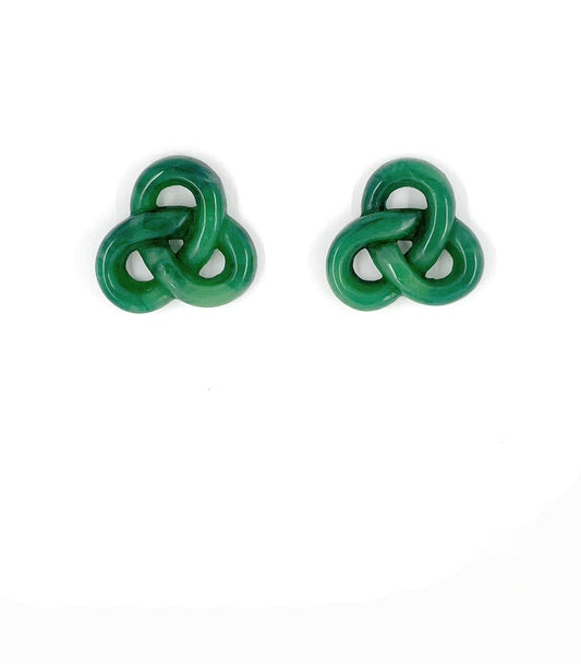Green pretzel earrings
