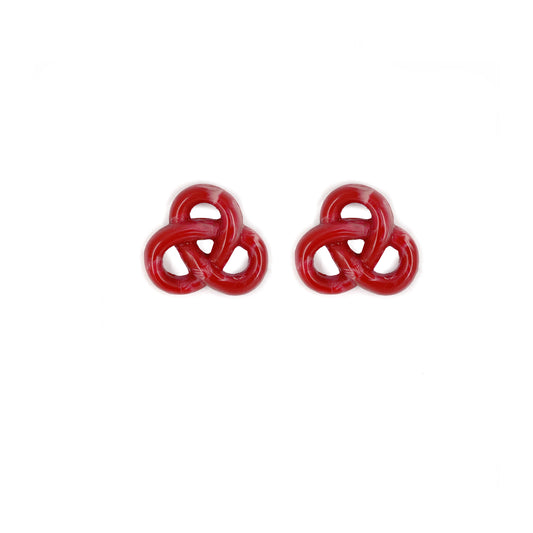 Red pretzel earrings