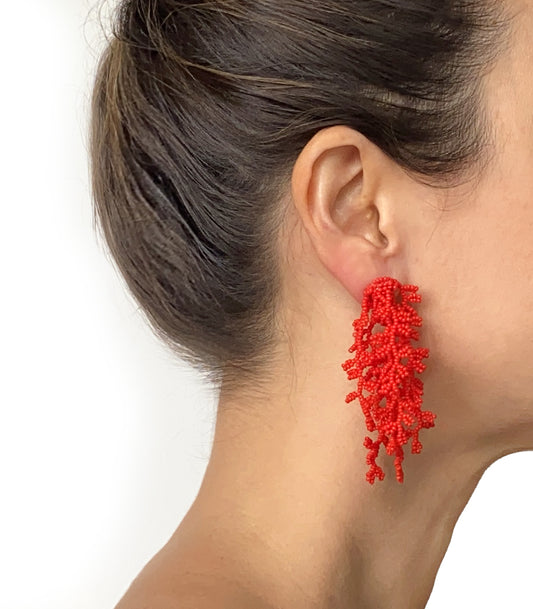 Bright red earrings